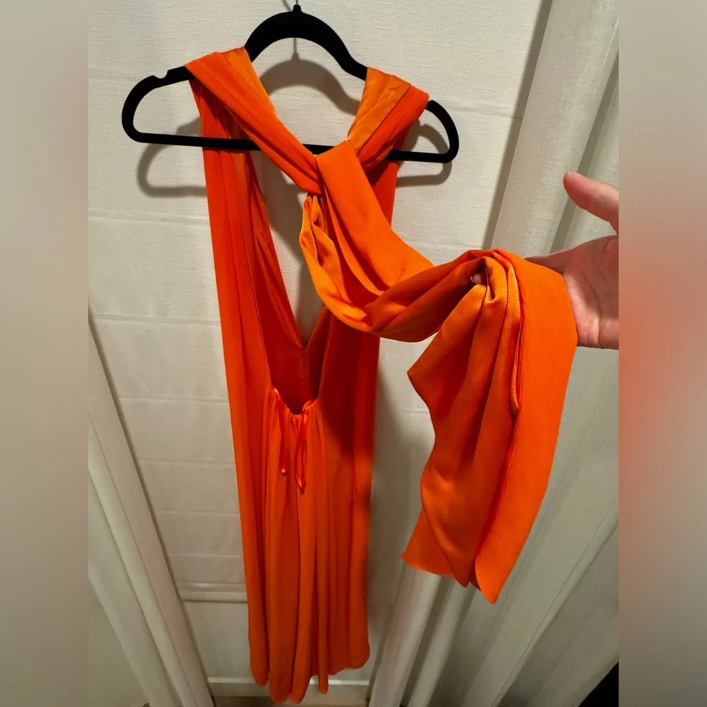 STAUD
Women's Orange Sycamore Wrap Gauze Wide-leg Jumpsuit size xs - Picture 8 of 13